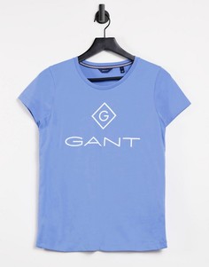 Голубая футболка с круглым вырезом GANT-Голубой