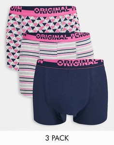 Набор из 3 боксеров-брифов с принтами серого и розового цветов Original Penguin-Многоцветный