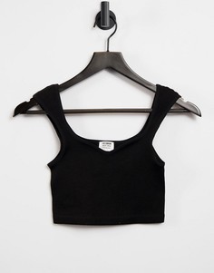 Бесшовный кроп-топ черного цвета с вырезом в виде сердечка Cotton:On-Черный цвет