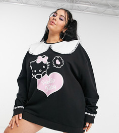 Платье-свитер в стиле oversized с воротником New Girl Order Curve x Hello Kitty-Черный цвет