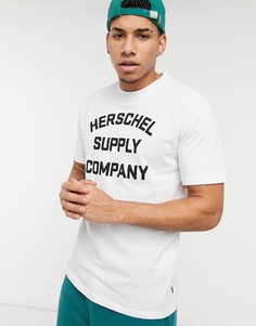 Белая футболка с круглым вырезом и логотипом Herschel Supply Co-Белый