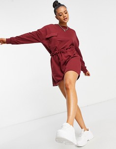 Бордовое платье-свитшот с карманом Missguided-Красный