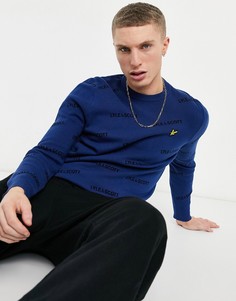 Трикотажный джемпер с круглым вырезом и логотипом Lyle & Scott-Голубой