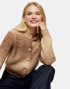 Бежевый вязаный кардиган с принтом тай-дай Topshop-Коричневый цвет