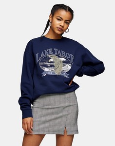 Серая мини-юбка в клетку с разрезом Topshop-Многоцветный