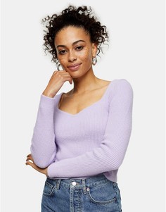 Сиреневый топ с горловиной в форме сердечка и ворсистой фактурой Topshop-Фиолетовый цвет