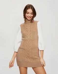Светло-коричневое платье мини Miss Selfridge-Коричневый цвет