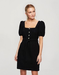 Черное платье мини с пышными рукавами Miss Selfridge-Черный цвет