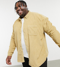 Светло-коричневая вельветовая oversized-рубашка в стиле 90-х ASOS DESIGN Plus-Коричневый цвет