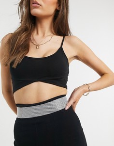 Широкий ремень-цепочка на талию и бедра с отделкой стразами ASOS DESIGN-Серебристый