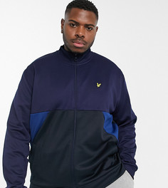 Свитшот на молнии с геометрическими вставками трех цветов Lyle & Scott PLUS-Темно-синий