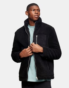 Черная куртка из искусственного меха Topman-Черный цвет