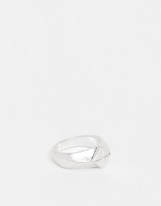 Серебристое кольцо-печатка с отделкой в форме ромба Icon Brand-Серебристый