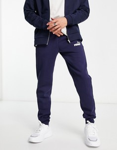 Темно-синие узкие джоггеры с маленьким логотипом Puma Essentials-Темно-синий