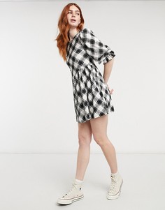 Платье мини в черно-белую клетку Miss Selfridge-Многоцветный