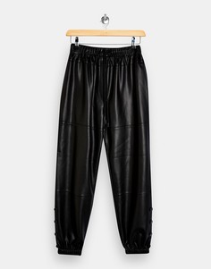 Черные джоггеры из искусственной кожи Topshop-Черный цвет