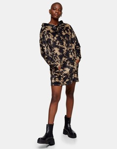 Бархатистое платье-свитшот с разноцветным принтом тай-дай Topshop-Многоцветный