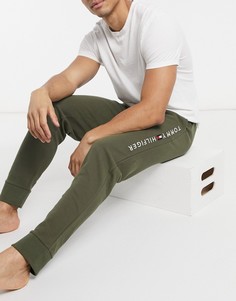 Джоггеры для дома оливкового цвета с логотипом сбоку Tommy Hilfiger-Зеленый цвет
