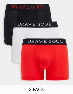 Набор из 3 боксеров-брифов с контрастным поясом Brave Soul-Многоцветный