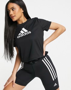 Черная укороченная футболка adidas Training-Черный