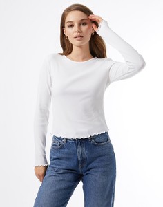 Лонгслив цвета слоновой кости с круглым вырезом Miss Selfridge-Белый