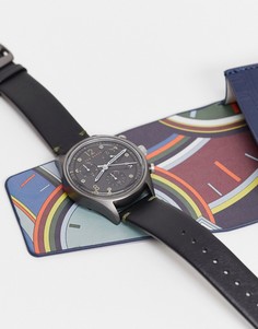 Часы из нержавеющей стали с кожаным ремешком Ted Baker-Черный цвет