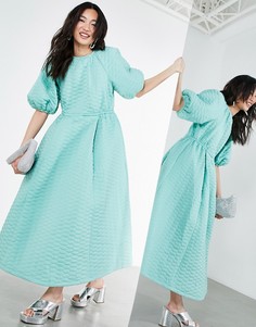 Шалфейно-зеленое стеганое платье миди ASOS EDITION-Зеленый цвет