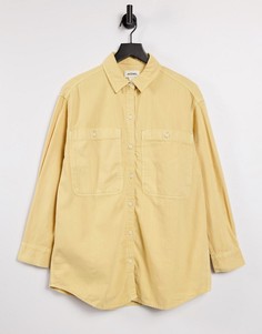 Желтая, окрашенная натуральными красителями oversized-рубашка из органического хлопка Monki Allison-Желтый
