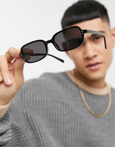 Черные квадратные солнцезащитные очки с черными линзами ASOS DESIGN-Черный цвет