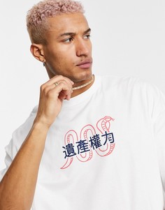 Белая oversized-футболка с надписью и принтом змеи ASOS DESIGN-Белый
