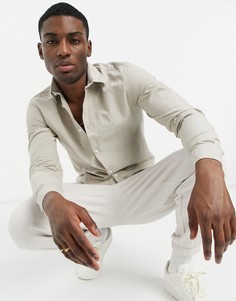 Бежевая льняная рубашка Selected Homme-Нейтральный