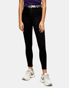 Черные зауженные джинсы со шлевками Topshop Joni-Черный цвет