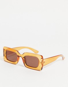 Коричневые прямоугольные солнцезащитные очки Pieces-Коричневый цвет