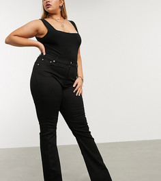 Расклешенные моделирующие джинсы черного цвета с завышенной талией ASOS DESIGN Curve Hourglass-Черный