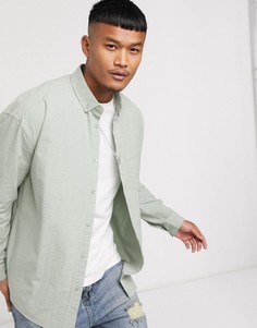 Oversized-рубашка шалфейно-зеленого цвета в стиле 90-х из жатой ткани ASOS DESIGN-Зеленый цвет