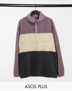 Плюшевый oversized-свитшот в стиле колор блок ASOS Dark Future Plus-Многоцветный