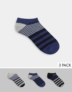 Набор из 3 пар носков под кроссовки разного дизайна в полоску темно-синего цвета Pepe Jeans Сhanning-Голубой