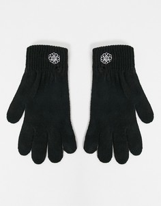 Вязаные перчатки с вышивкой в виде цветка ASOS DESIGN-Черный цвет