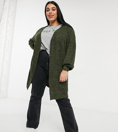 Кардиган цвета хаки в стиле oversized с объемными рукавами Yours-Зеленый цвет