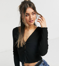 Эксклюзивный укороченный кардиган черного цвета из трикотажной ткани на пуговицах Only-Черный цвет