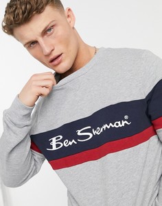 Свитшот с логотипом в стиле колор блок Ben Sherman-Серый