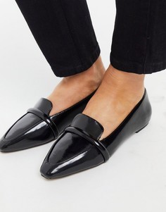 Черные балетки-лоферы ASOS DESIGN Lorna-Черный цвет