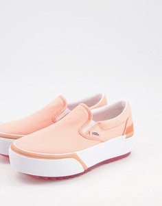 Розовые кроссовки без застежки Vans Classic Slip-On Stacked-Розовый цвет
