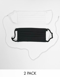 Набор из двух масок для лица белого цвета с ниткой искусственного жемчуга sister jane-Белый