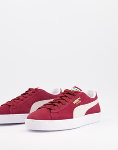 Бордовые классические замшевые кроссовки Puma-Красный