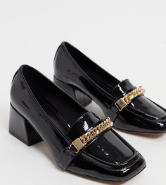Черные лакированные туфли для широкой стопы с квадратным носком ASOS DESIGN Sinclair-Черный цвет
