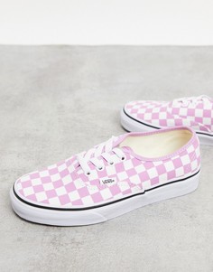 Фиолетовые кроссовки с узором в шахматную клетку Vans Authentic-Фиолетовый цвет