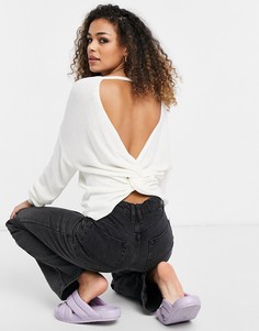 Кремовый джемпер с перекрученной спиной Miss Selfridge-Белый