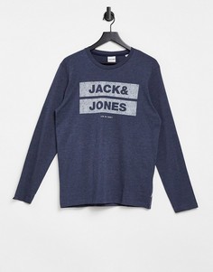 Темно-синий лонгслив с логотипом Jack & Jones