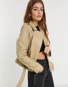 Кожаная куртка кремового цвета Barneys Originals Emma-Кремовый